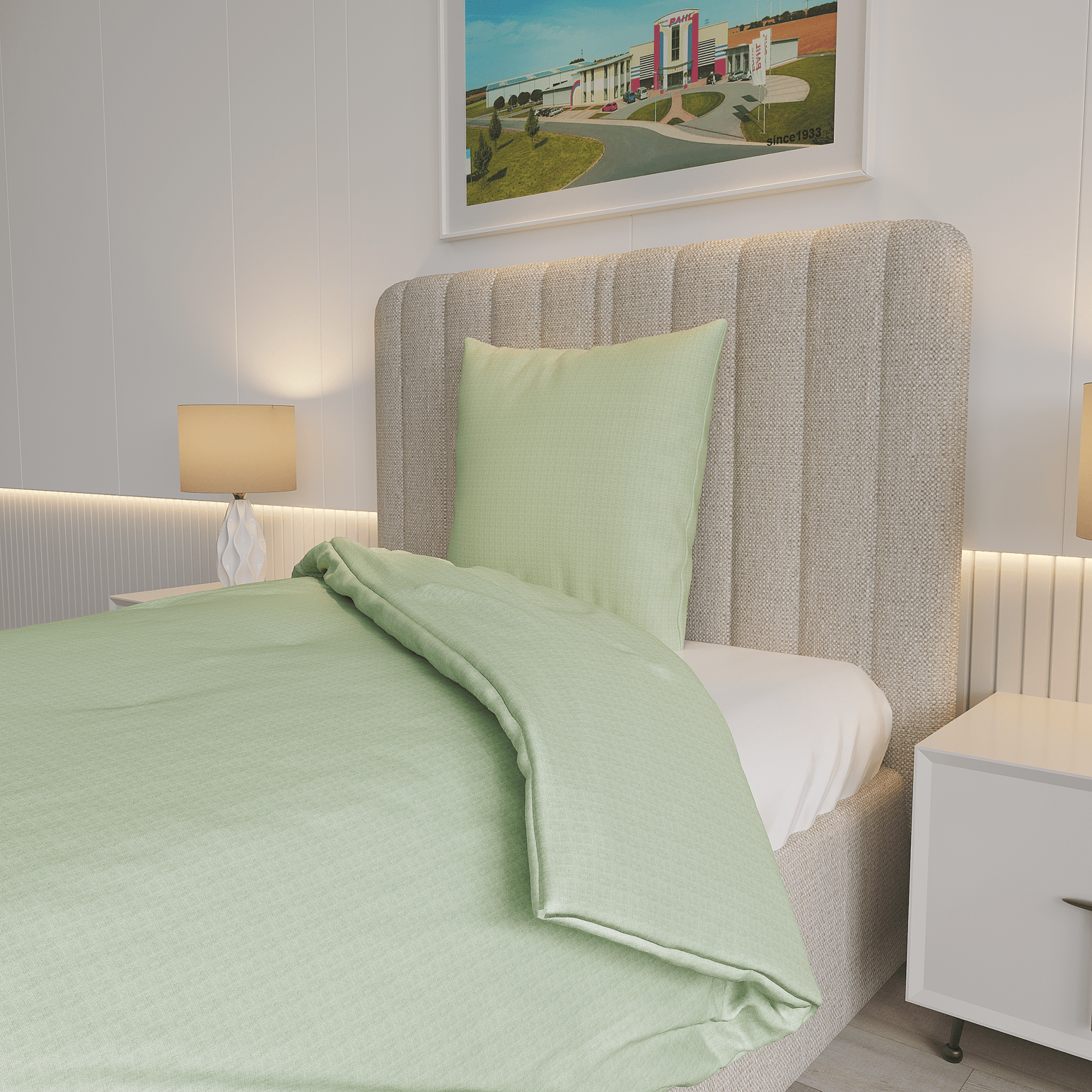 Weberei Pahl Bettwäscheset Dallas Christa 135x200+80x80 (HELLGRÜN) 107034