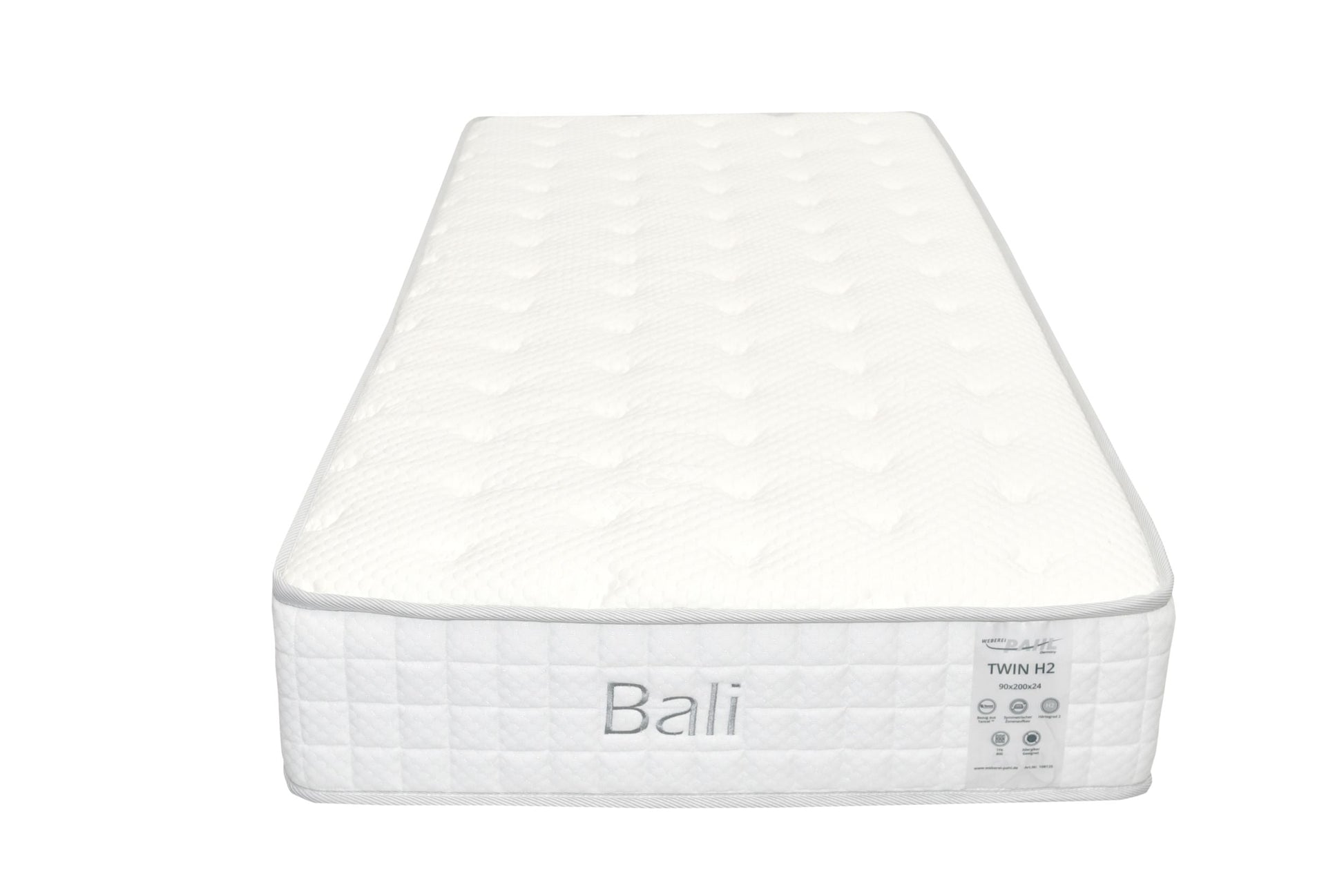 Weberei Pahl Matratze Bali 90x200x27 cm – Taschenfederkern TFK 800 mit beidseitiger Nutzung (H2) 108125