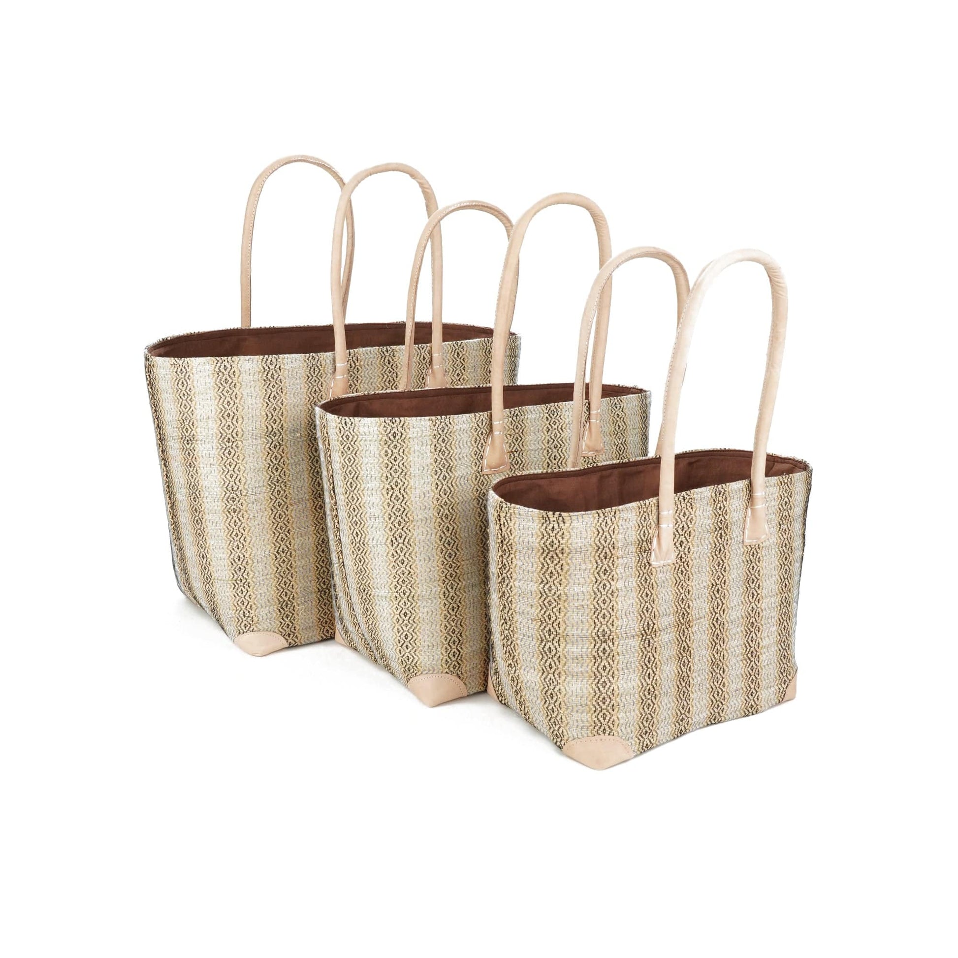 Weberei Pahl Muster15 Handgefertigtes Taschen-Set aus Natur-Raffia – 3-teiliges Set 108211_22