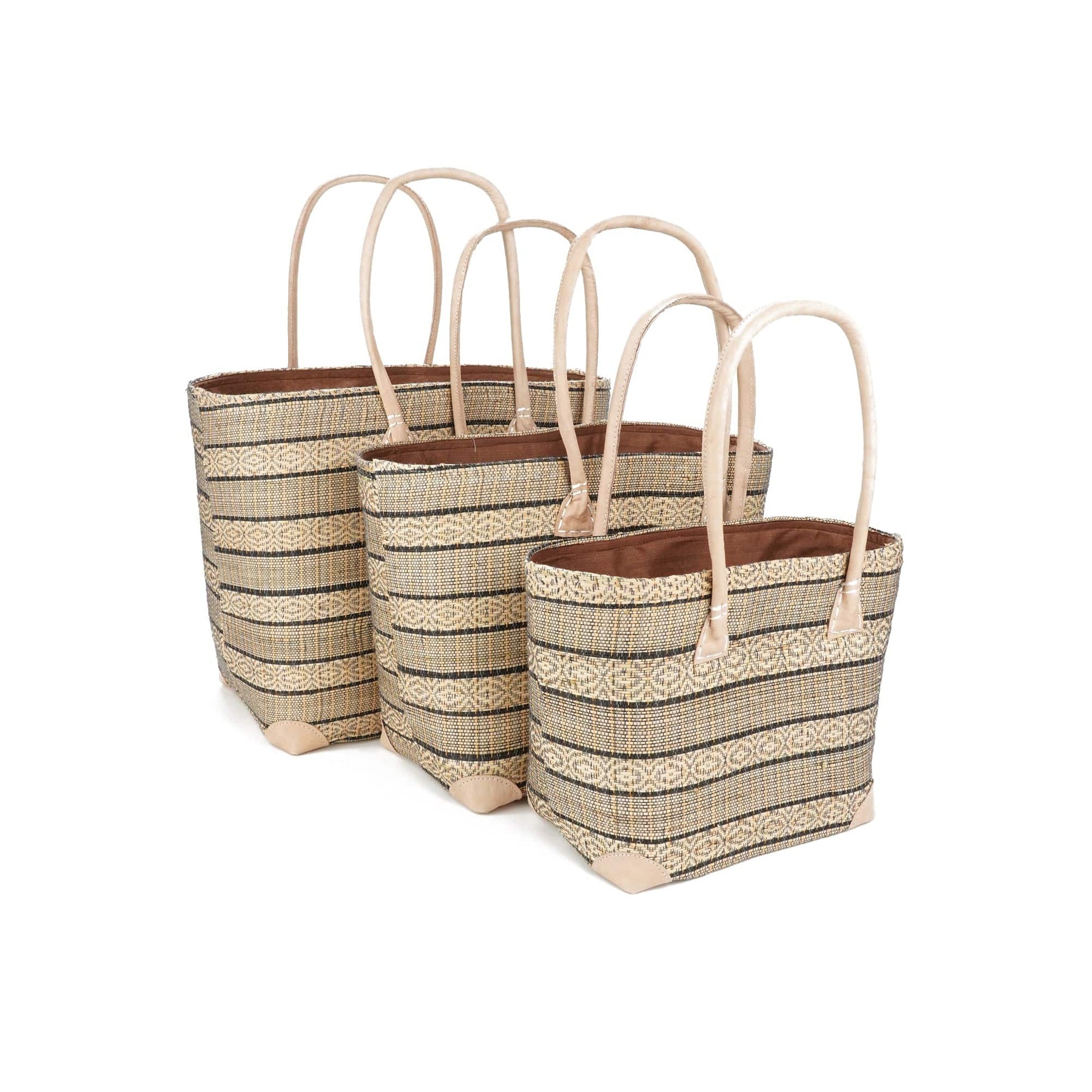 Weberei Pahl Muster17 Handgefertigtes Taschen-Set aus Natur-Raffia – 3-teiliges Set 108211_24