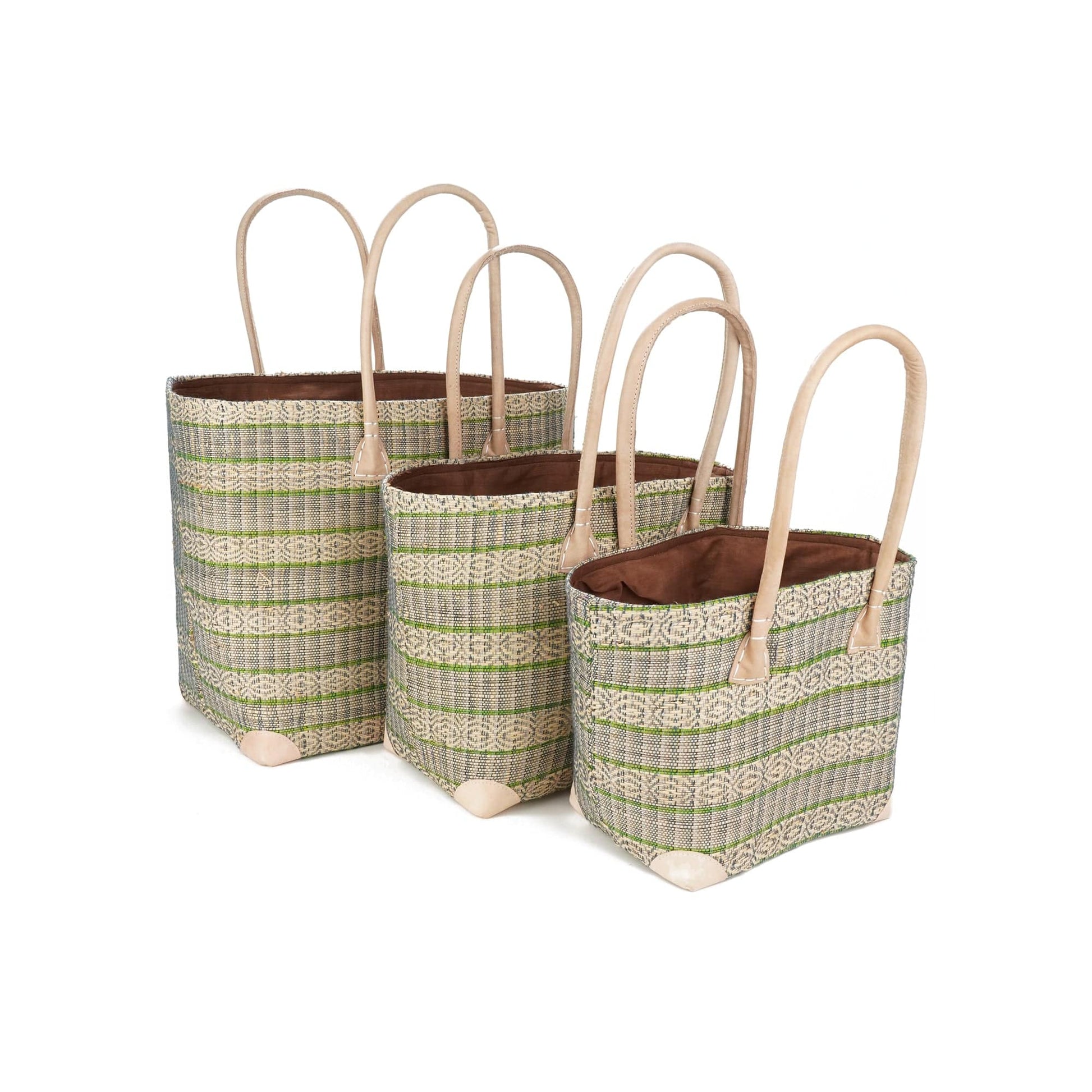Weberei Pahl Muster3 Handgefertigtes Taschen-Set aus Natur-Raffia – 3-teiliges Set 108211_10