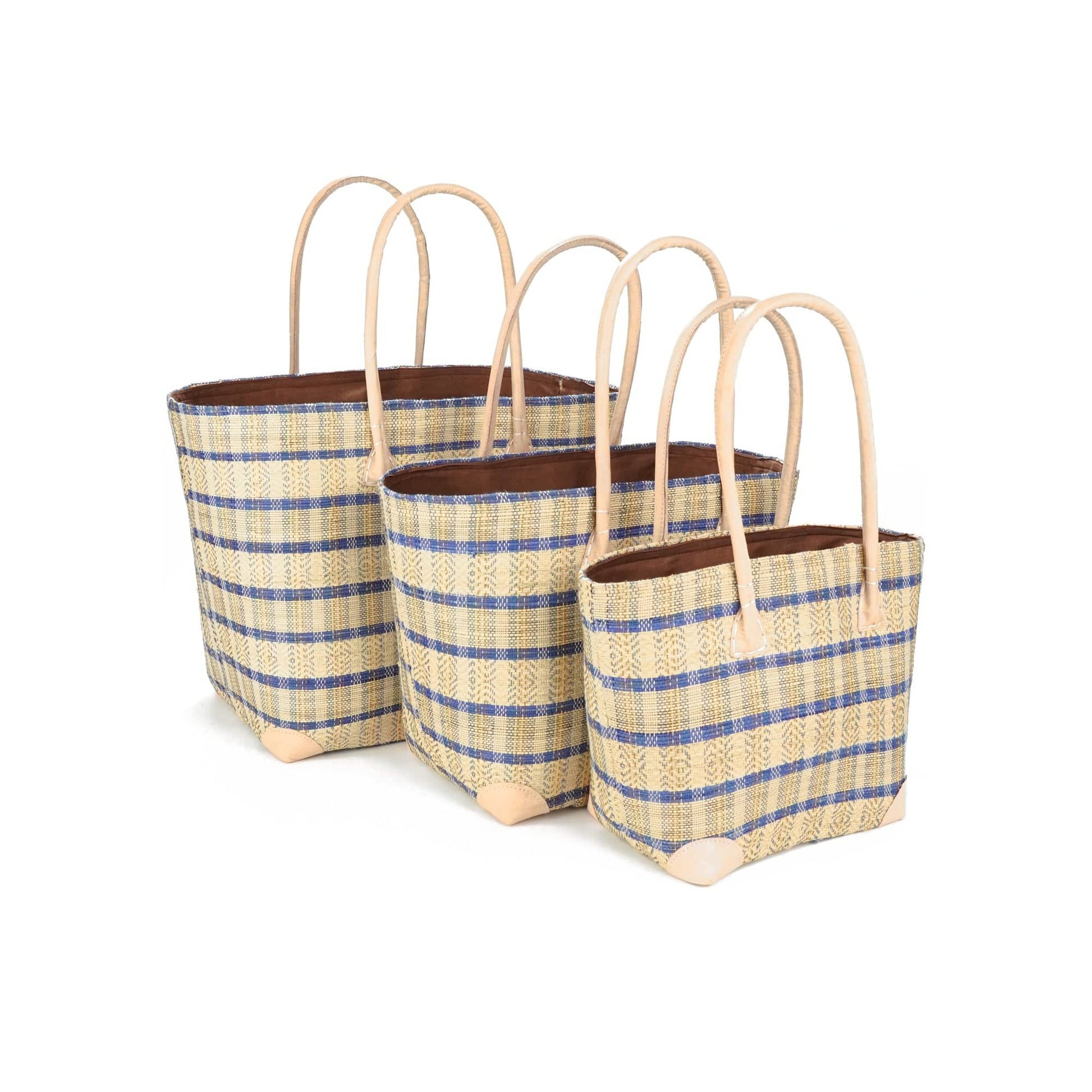 Weberei Pahl Muster4 Handgefertigtes Taschen-Set aus Natur-Raffia – 3-teiliges Set 108211_11