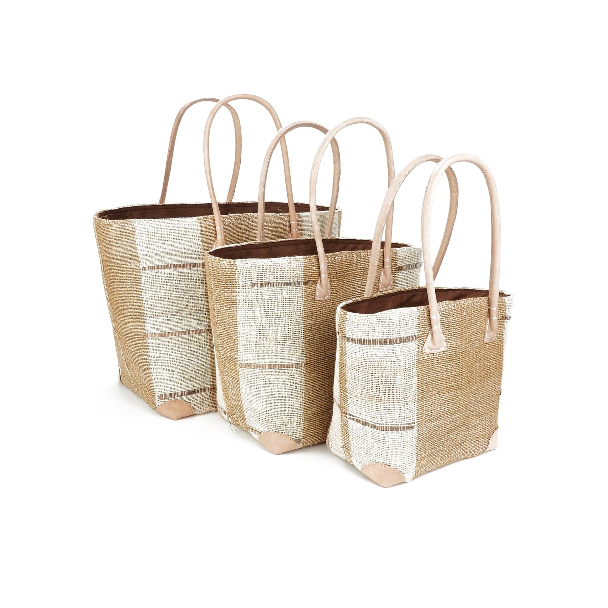Weberei Pahl Muster6 Handgefertigtes Taschen-Set aus Natur-Raffia – 3-teiliges Set 108211_13