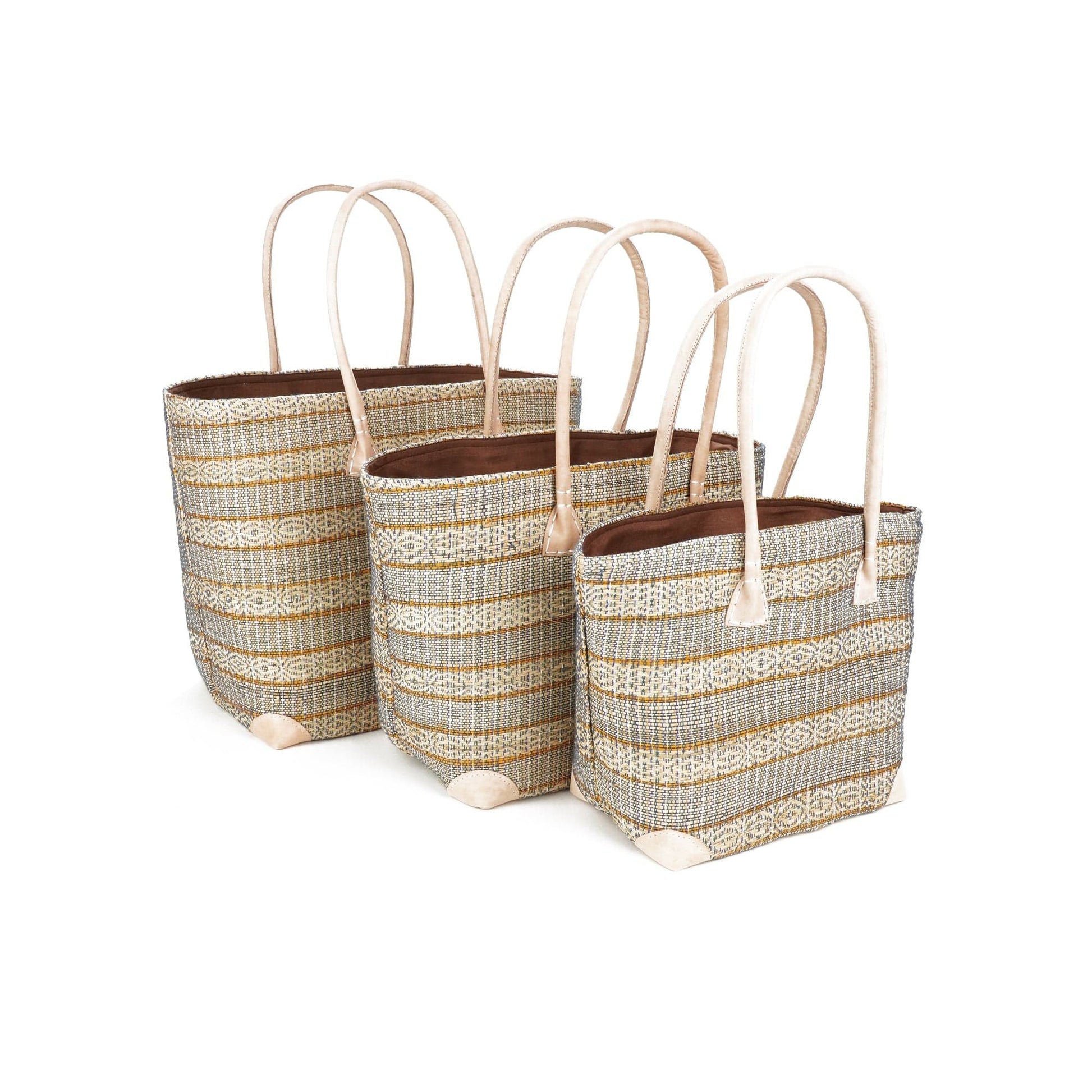 Weberei Pahl Muster9 Handgefertigtes Taschen-Set aus Natur-Raffia – 3-teiliges Set 108211_16