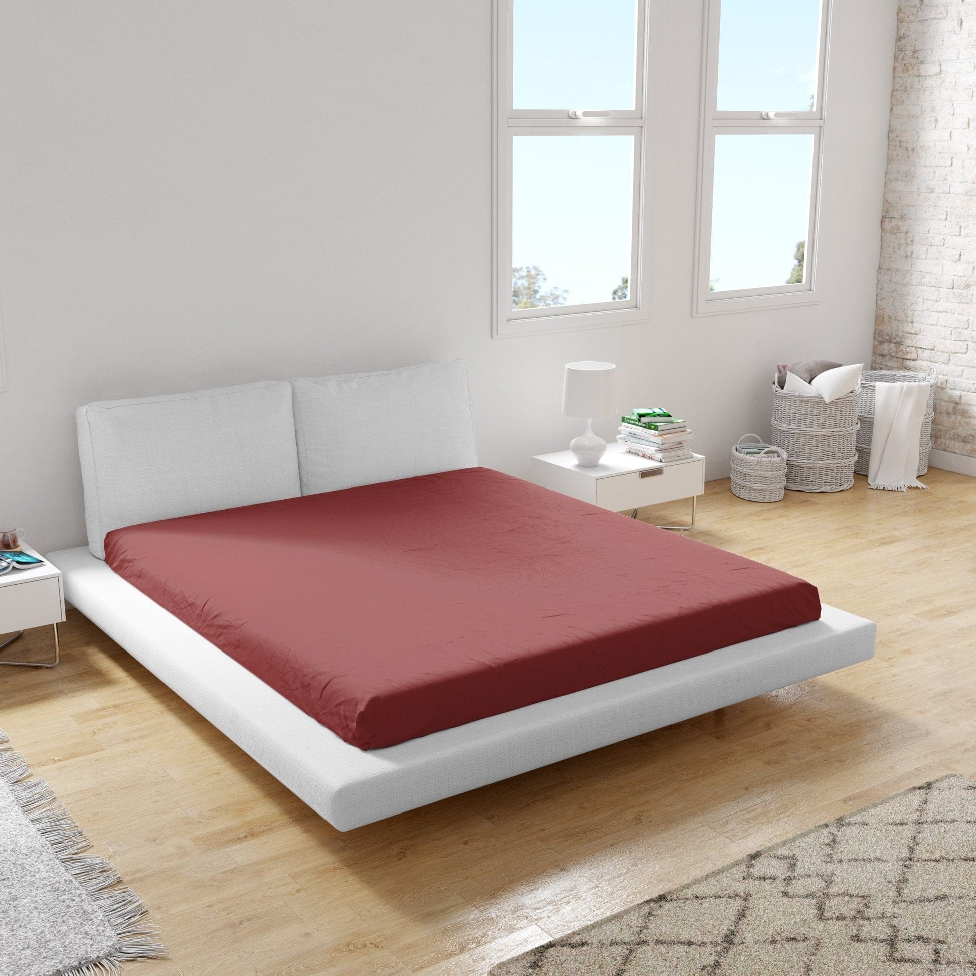Weberei Pahl Spannbettlaken Miami Gina 100x200x24 (DUNKELROT) 100623